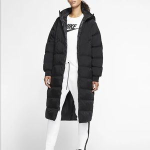 Nike long down jacket size M